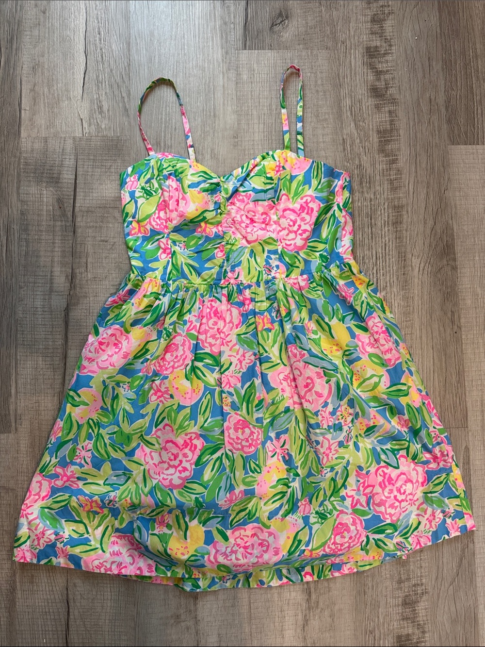 Lilly Pulitzer Pink Green Blue Floral Spaghetti Strap Mini Dress